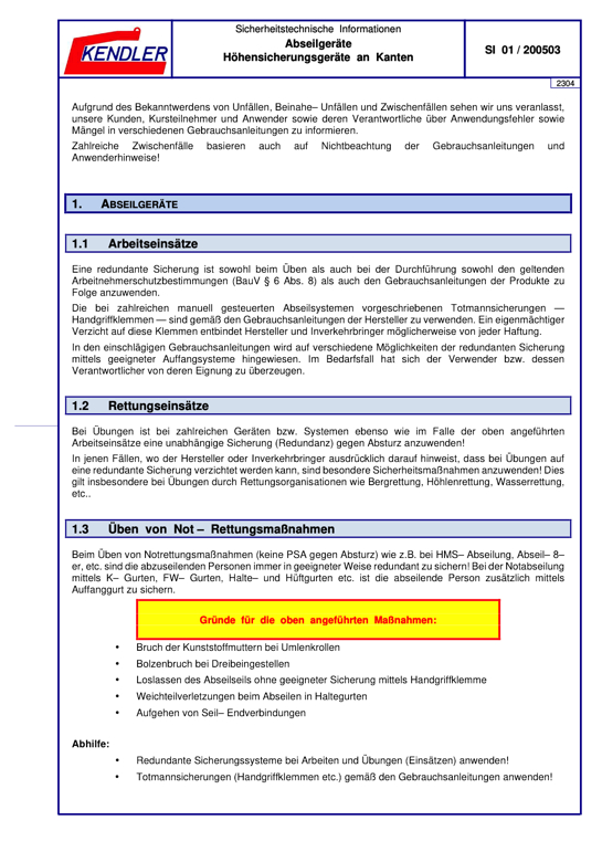 Abseilgeräte + Höhensicherungsgeräte an Kanten 01