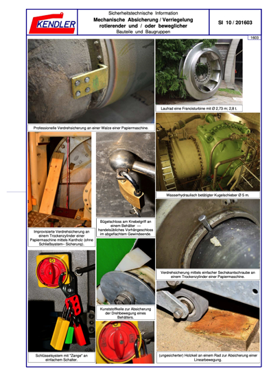 SI 10 201603 Mechanische  Absicherung rotierender beweglicher Bauteile Baugruppen